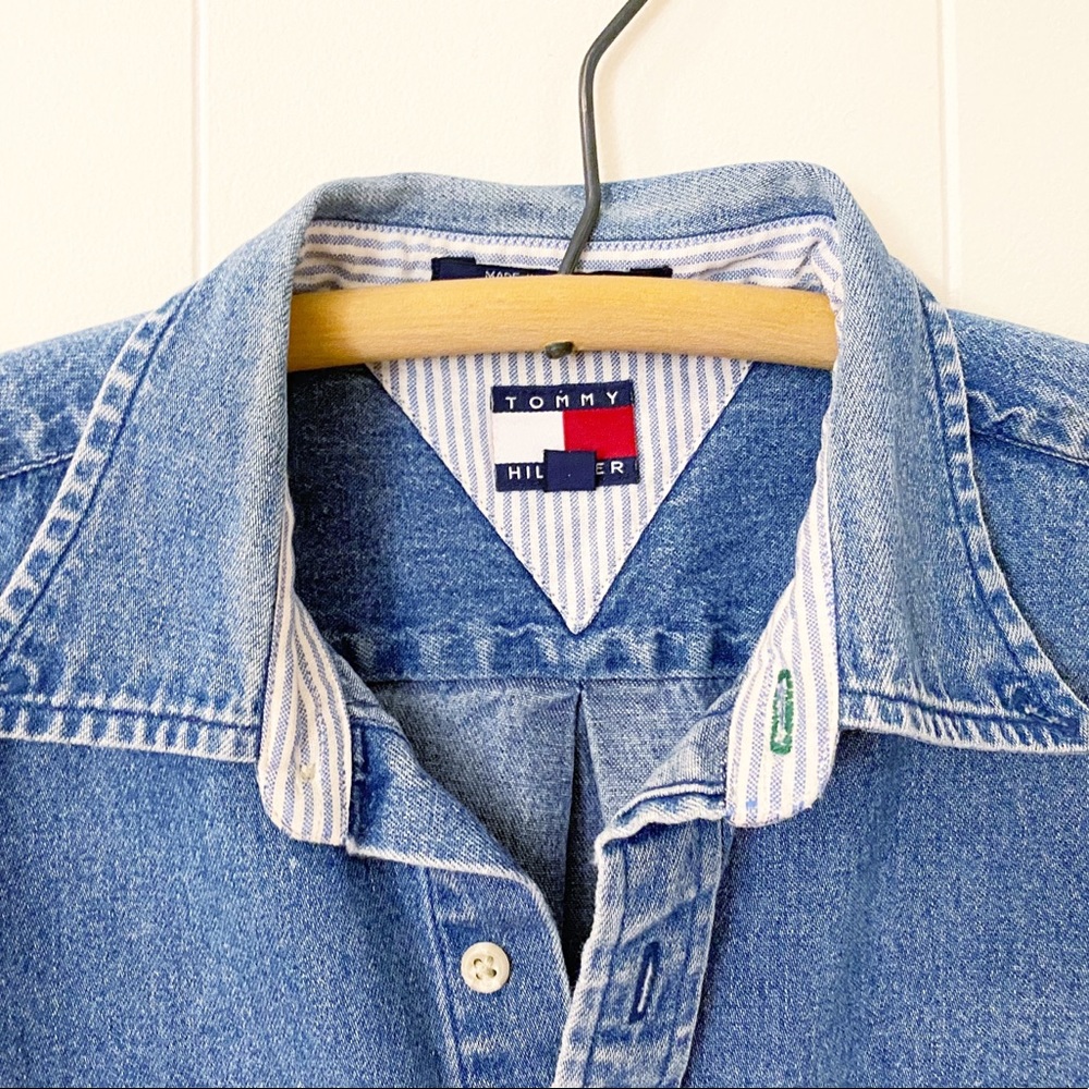 Y2K Tommy Hilfiger Classic Denim Button Down Shirt - Picture 3 of 8